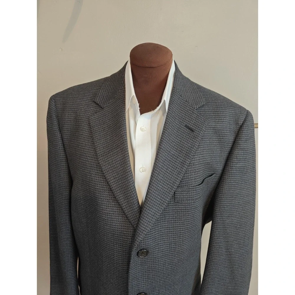 Yves St Germain Mens Wool Sports Coat 42L Blue Brown 3 Button Blazer France